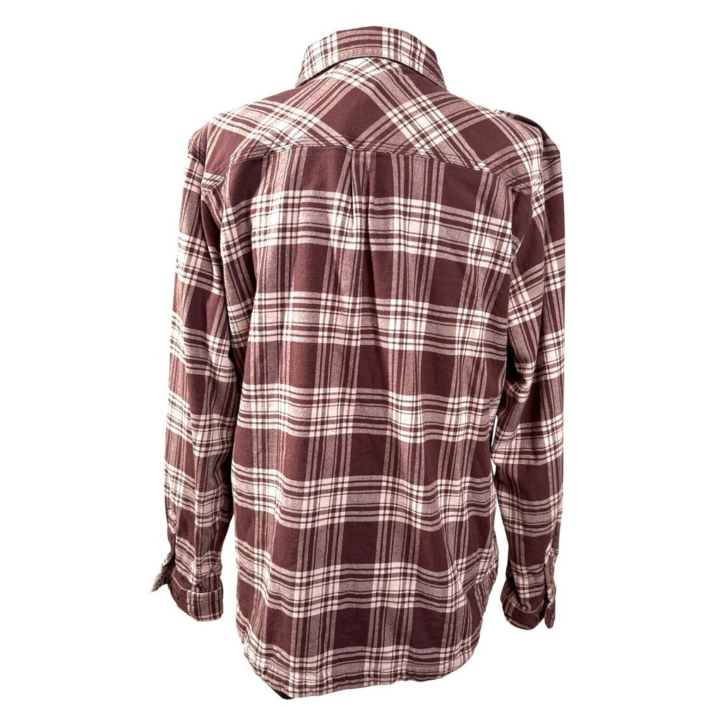 CARHARTT Womens Plaid Flannel Fleece-lined‎ Shirt Jacket Shacket Maroon L 12/14 - Picture 3 of 14